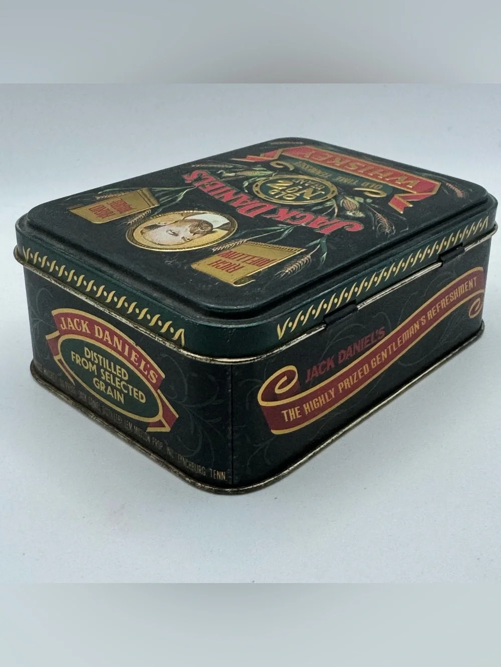 Vintage Jack Daniel’s Old No. 7 Collectible Tin w/ 2 EMPTY 50ml Bottles England